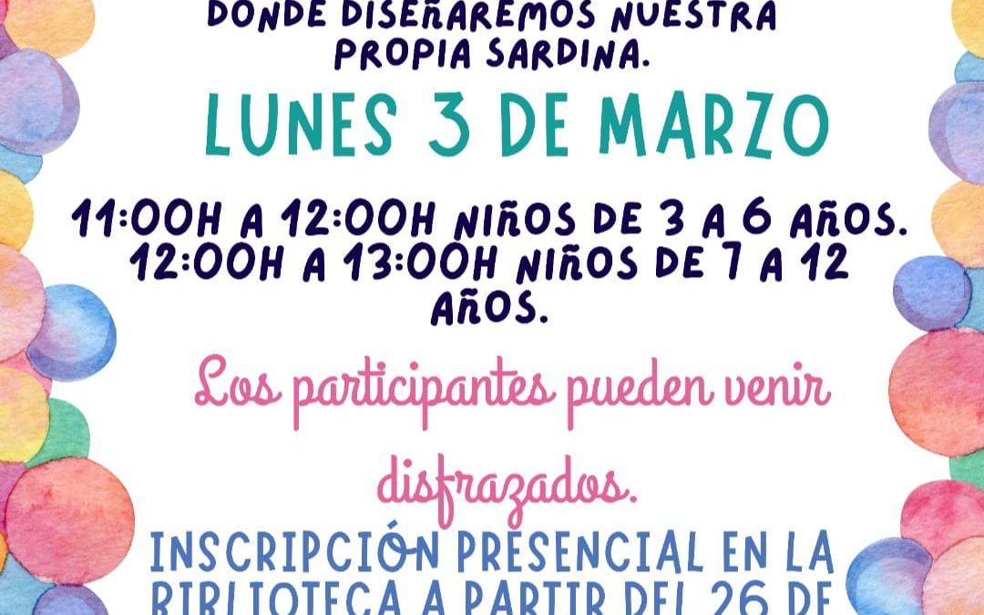 La Biblioteca Municipal acogerá un taller infantil para celebrar el Carnaval