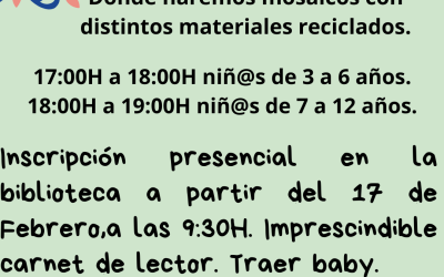 Abierto el plazo de inscripción para el taller infantil ‘Mosaicomanía’