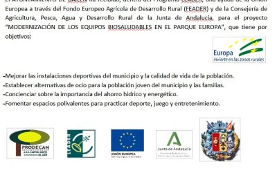El Ayuntamiento de Bailén recibe una ayuda para la instalación de equipos biosaludables