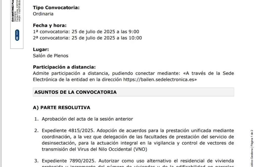 Convocatoria de Pleno