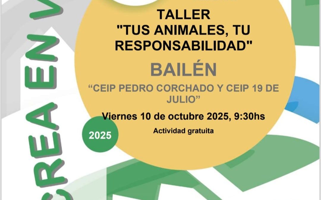 Los centros Pedro Corchado y 19 de Julio acogerán el taller ‘Tus animales, tu responsabilidad’